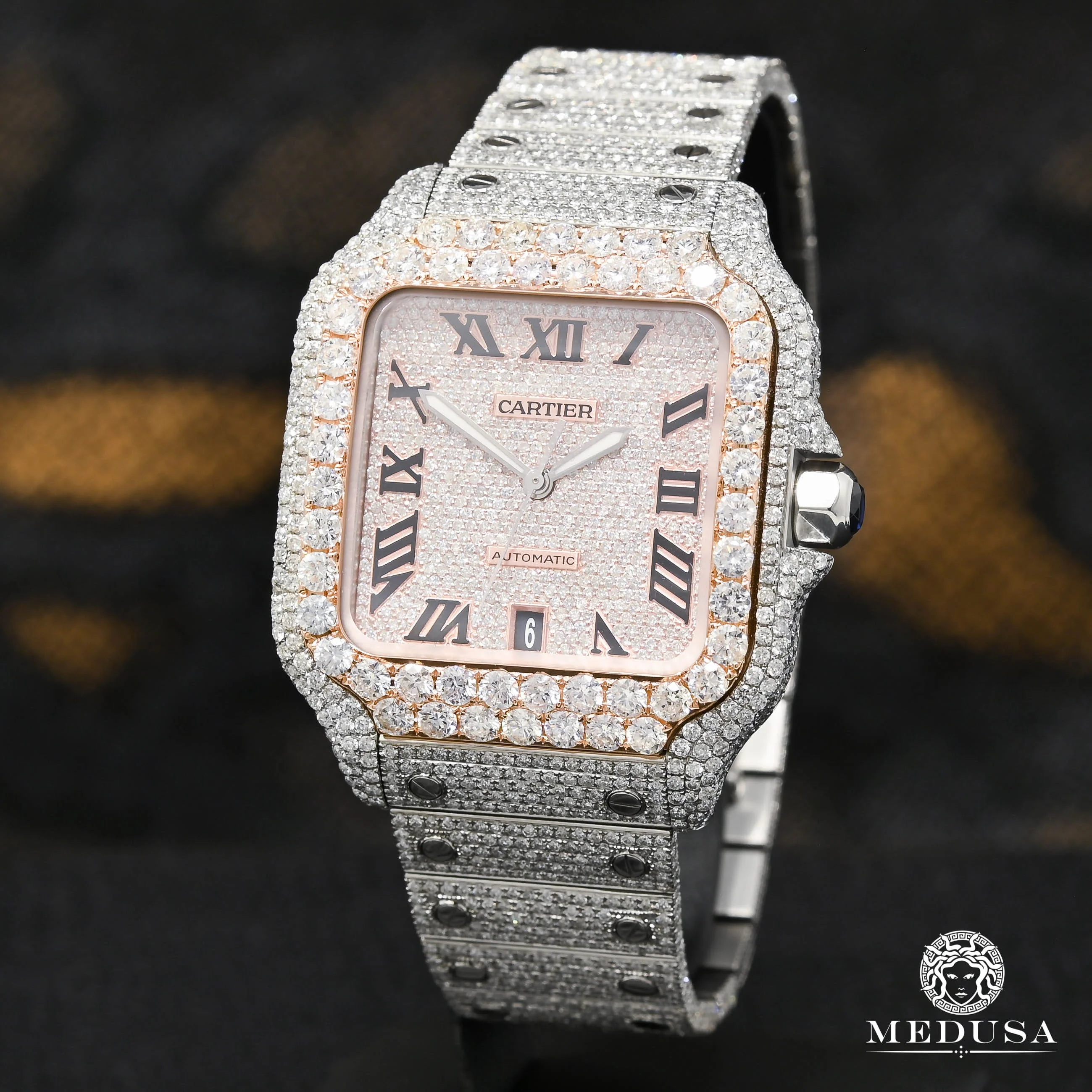 40mm Cartier Santos 100 XL - Full Iced Everose