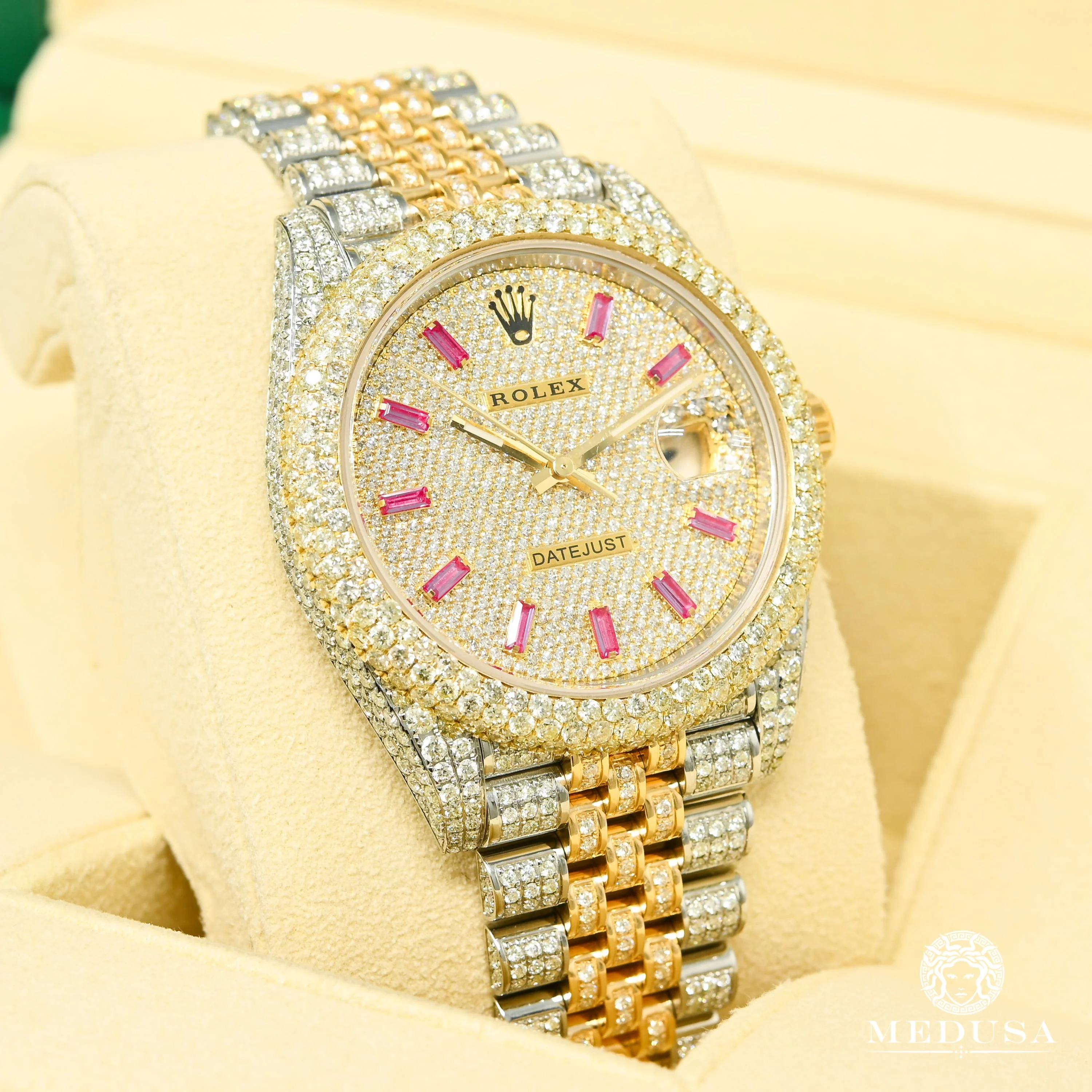 Rolex Datejust 41mm - 2 Tones Full Honeycomb Ruby Baguette  - Image 2