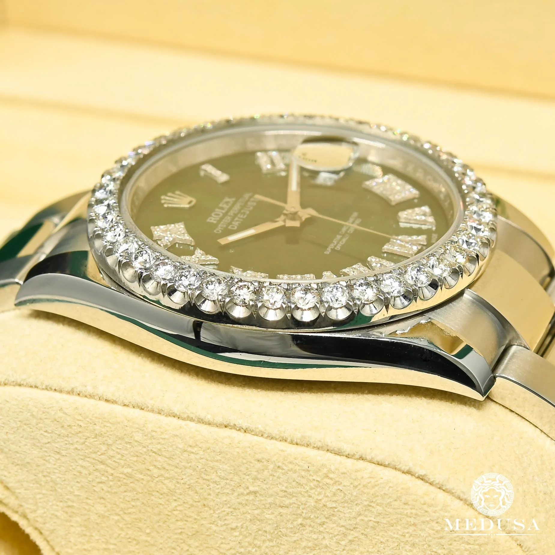 Rolex Datejust 41mm - Green Roman Iced  - Image 4